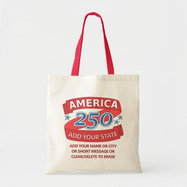 America 250 Add State Red White Blue Add Your Text Tygkasse (Framsidan)
