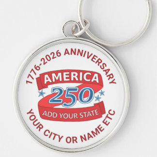 America 250 Add State USA Anniversary Keepsake Rund Silverfärgad Nyckelring