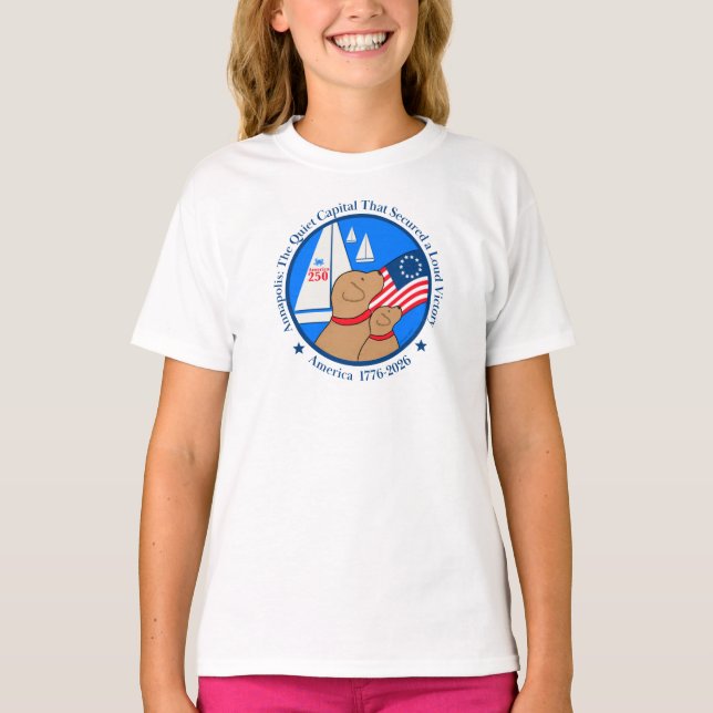 America 250 Annapolis Edition Girls Short Sleeve T Shirt (Framsida)