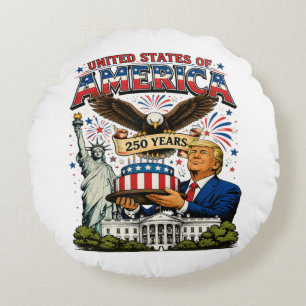America 250 år Patriotisk Örnfirande Rund Kudde