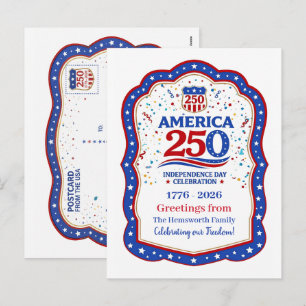 America 250-årsjubileum Personlig minnesgåva Helg Vykort