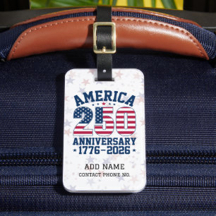 America 250-årsjubileum Röd & Blå Personlig Bagagebricka