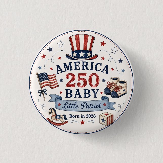 America 250 Baby / Lille Patriot Knapp (Framsida)
