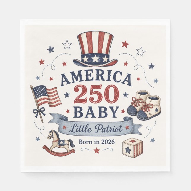 America 250 Baby / Lille Patriot Pappersservett (Framsidan)