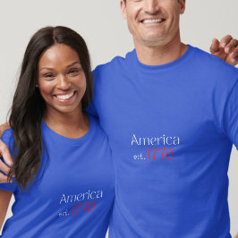 America 250 Birthday est 1776 Typography Blue T Shirt