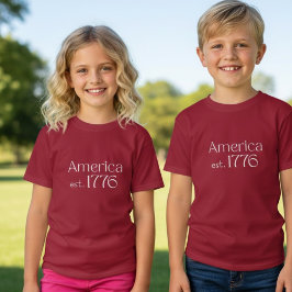 America 250 Birthday est 1776 Typography Red Girls T Shirt