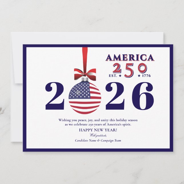 America 250 Blå Patriotisk Jul Sponsor Donator Julkort (Framsida)