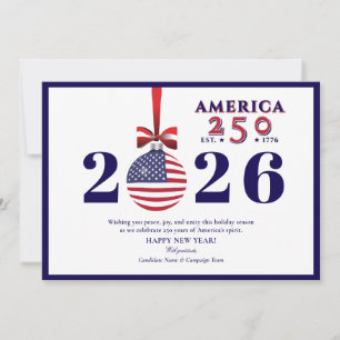 America 250 Blå Patriotisk Jul Sponsor Donator Julkort
