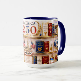 America 250 Bokhylla Mugg Patriotisk Bokälskare Ko