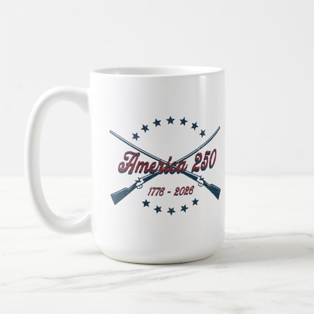 America 250 Crossed Rifles Patriotic 1776-2026 Kaffemugg (Vänster)