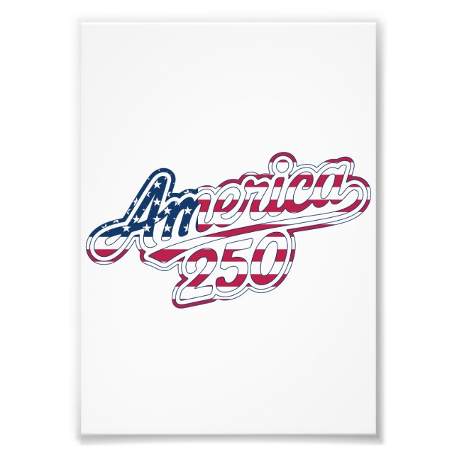 America 250 Flag Script Semiquincentennial Design  Fototryck (Framsidan)