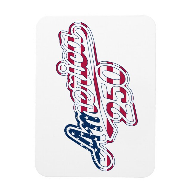 America 250 Flag Script Semiquincentennial Design Magnet (Vertikal)