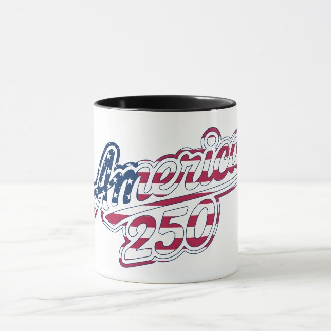 America 250 Flag Script Semiquincentennial Design Mugg (Center)