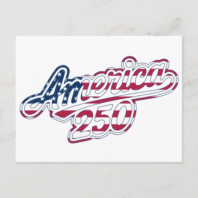 America 250 Flag Script Semiquincentennial Design  Vykort (Framsida)