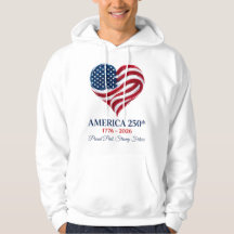 America 250 Flagga Hjärta 1776-2026 Herr Hoodie