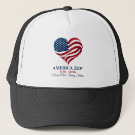 America 250 Flagga Hjärta 1776-2026 Patriotisk Hat Keps