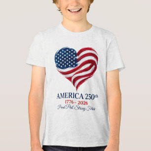 America 250 Flagga Hjärta 1776-2026 Pojktröja T Shirt
