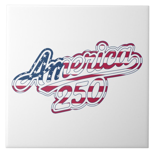 America 250 Flagskript Semiquincentennial Design Kakelplatta (Framsidan)