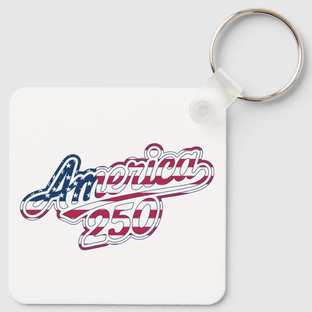 America 250 Flagskript Semiquincentennial Design Nyckelring (Baksida)