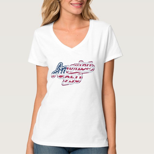 America 250 Flagskript Semiquincentennial Design T Shirt (Framsida)