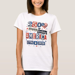 America 250 Födelsedags T-Shirt | 4 juli 2026