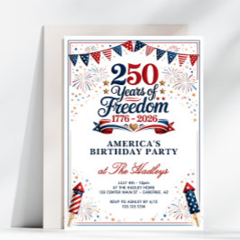 America 250 Freedoms Birthday Party Inbjudningar
