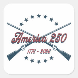 America 250 Korsade gevär Patriotiska 1776-2026 Fyrkantigt Klistermärke