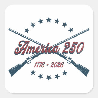 America 250 Korsade gevär Patriotiska 1776-2026 Fyrkantigt Klistermärke