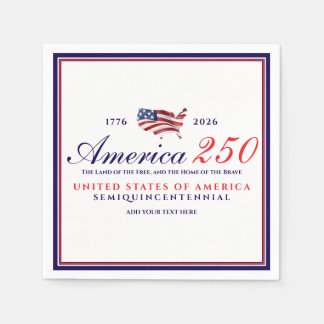 America 250 Land av Frihet Hem Modig Blå Patriotis Pappersservett