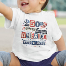 America 250 Lycka till födelsedagen T-shirt | 4 ju