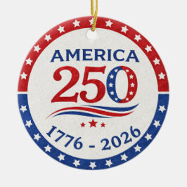 America 250-ornament 1776–2026 Patriotisk minnessa Julgransprydnad Keramik