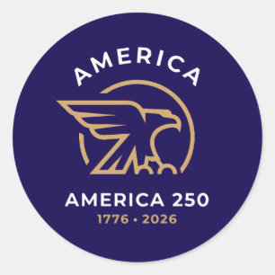 America 250 Örnemblem 1776–2026 Patriotiskt Runt Klistermärke