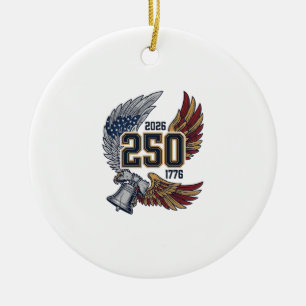 America 250 Örnvingar 2026 Patriotisk Design_1 Julgransprydnad Keramik