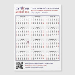 America 250 Patriotic 2026 Calendar Keepsaké