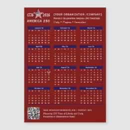 America 250 Patriotic Red 2026 Calendar Keepsaké