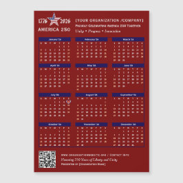 America 250 Patriotic Red 2026 Calendar Keepsaké