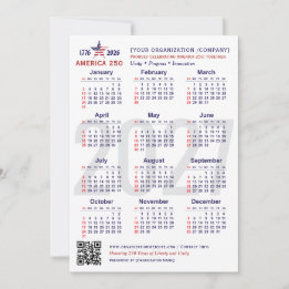 America 250 Patriotisk 2027 Kalender Minneskort