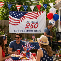 America 250 Patriotisk amerikansk flaggbanner