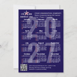 America 250 Patriotisk Blå 2027 Kalenderkort