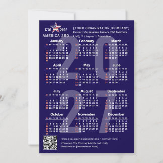America 250 Patriotisk Blå 2027 Kalenderkort