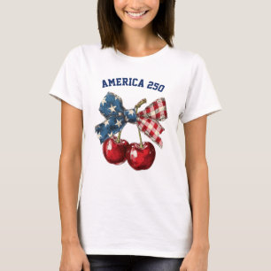 America 250 Patriotisk Körsbär Vintage US Flag Båg T Shirt