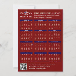 America 250 Patriotisk Röd 2026 Kalenderkort