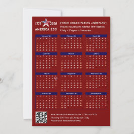 America 250 Patriotisk Röd 2026 Kalenderkort
