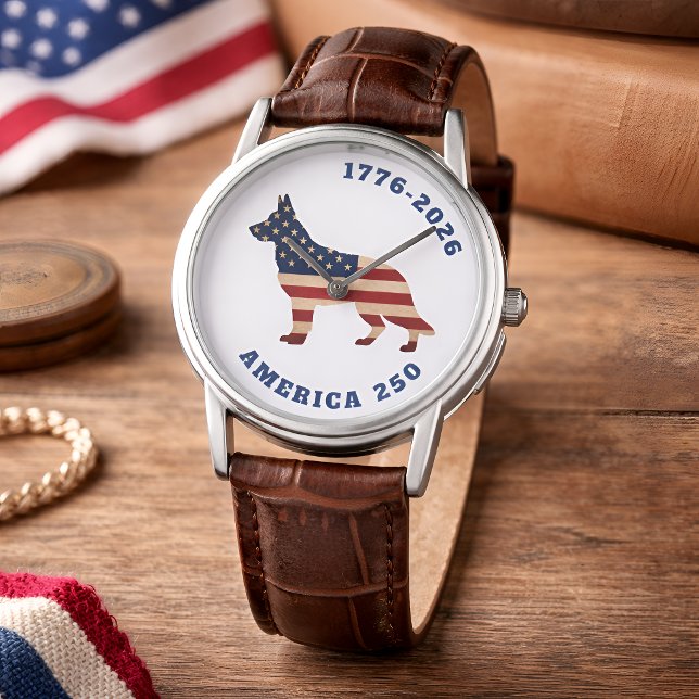 America 250 Patriotisk Tysk Schäferhund Armbandsur (Skapare uppladdad)