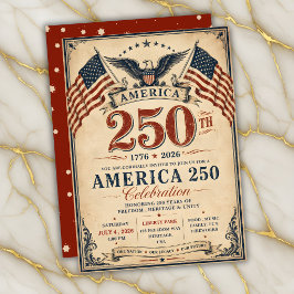 America 250 Patriotisk Vintage Inbjudningar
