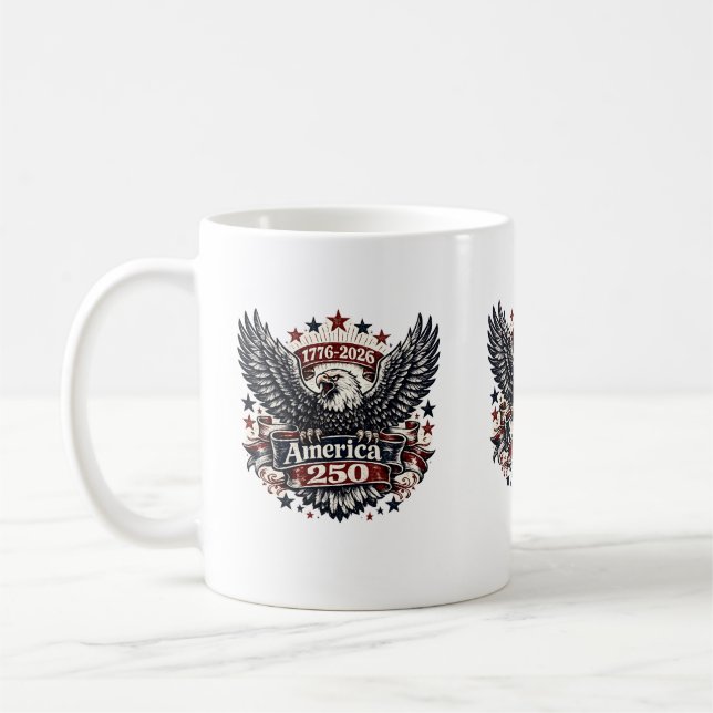 America 250 Patriotisk Vitörn 1776-2026 Mugg (Vänster)