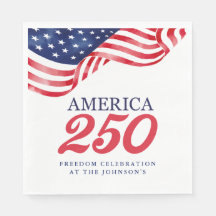 America 250 Patriotiska Servetter | 4 juli BBQ