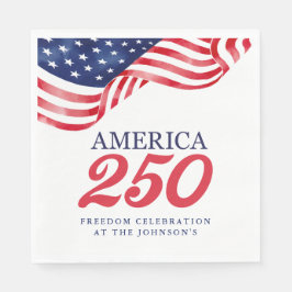 America 250 Patriotiska Servetter | 4 juli BBQ