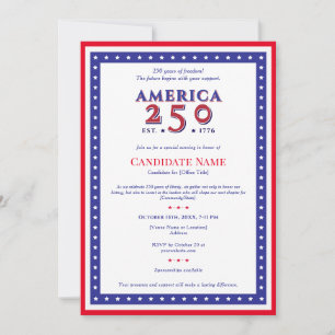America 250 Politisk kandidat kampanjinsamling Inbjudningar