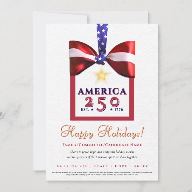 America 250 Röda Patriotiska 2026 Kalendern Kampan Julkort (Framsida)